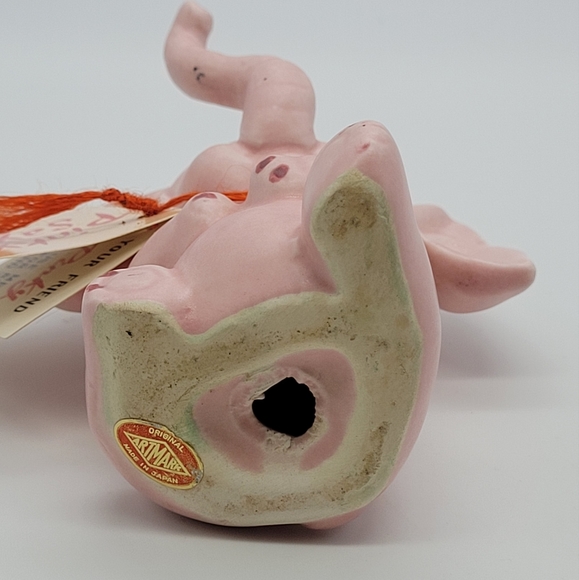 Vintage Pinky Says Pink Elephant Ring Holder Kitsch Kitschy Good Luck - Picture 5 of 8